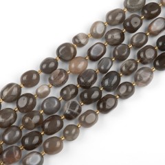 Grey Moonstone Through-drilled Smooth Freeform Nugget Beads Strands, Approx 10-14x12-20mm, 38cm/strand