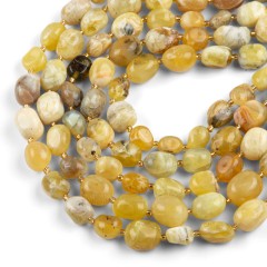 Yellow Opal Through-drilled Smooth Freeform Nugget Beads Strands, Approx 10-14x12-20mm, 38cm/strand
