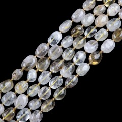 Lemon Quartz Through-drilled Smooth Freeform Nugget Beads Strands, Approx 10-14x12-20mm, 38cm/strand