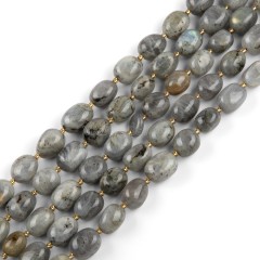 Labradorite Through-drilled Smooth Freeform Nugget Beads Strands, Approx 10-14x12-20mm, 38cm/strand