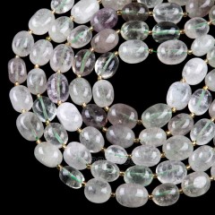 Green Quartz Through-drilled Smooth Freeform Nugget Beads Strands, Approx 10-14x12-20mm, 38cm/strand