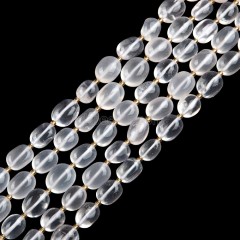 Creamy White Clear Quartz Through-drilled Smooth Freeform Nugget Beads Strands, Approx 10-14x12-20mm, 38cm/strand