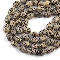 Dalmatian Jasper Through-drilled Smooth Freeform Nugget Beads Strands, Approx 10-14x12-20mm, 38cm/strand