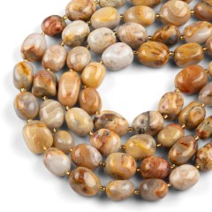 Crazy Lace Agate Through-drilled Smooth Freeform Nugget Beads Strands, Approx 10-14x12-20mm, 38cm/strand