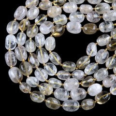 Lemon Quartz Through-drilled Smooth Freeform Nugget Beads Strands, Approx 10-14x12-20mm, 38cm/strand