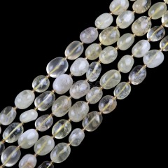 Green Rutilated Quartz Through-drilled Smooth Freeform Nugget Beads Strands, Approx 10-14x12-20mm, 38cm/strand