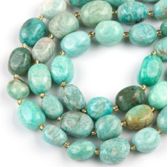 Amazonite Through-drilled Smooth Freeform Nugget Beads Strands, Approx 10-14x12-20mm, 38cm/strand