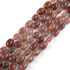 Red Strawberry Quartz Through-drilled Smooth Freeform Nugget Beads Strands, Approx 10-14x12-20mm, 38cm/strand