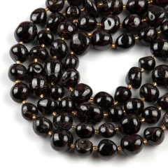 Garnet Through-drilled Smooth Freeform Nugget Beads Strands, Approx 10-14x12-20mm, 38cm/strand