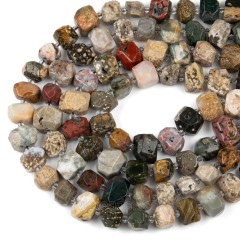 Ocean Jasper Center-drilled Faceted Freeform Nugget Beads Strands, Approx 10-14x12-20mm, 38cm/strand