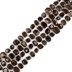 Smoky Quartz Center-drilled Faceted Freeform Nugget Beads Strands, Approx 10-14x12-20mm, 38cm/strand