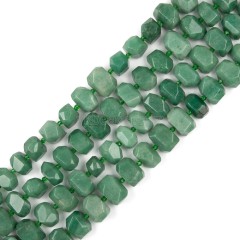 Green Aventurine Center-drilled Faceted Freeform Nugget Beads Strands, Approx 10-14x12-20mm, 38cm/strand