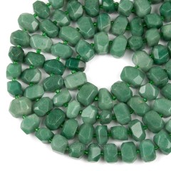 Green Aventurine Center-drilled Faceted Freeform Nugget Beads Strands, Approx 10-14x12-20mm, 38cm/strand