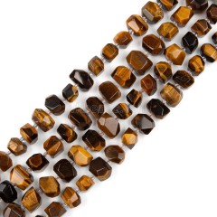 Yellow Tiger Eye Center-drilled Faceted Freeform Nugget Beads Strands, Approx 10-14x12-20mm, 38cm/strand