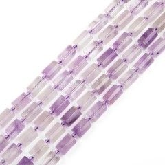 Light Color Amethyst Faceted Column Beads Strands, Approx 10x14mm, 38cm/strand