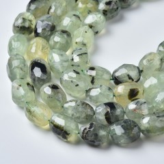 Prehnite Through-drilled Faceted Freeform Nugget Beads Strands, Approx 10-14x12-20mm, 38cm/strand