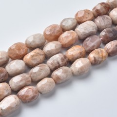 Moonstone Through-drilled Faceted Freeform Nugget Beads Strands, Approx 10-14x12-20mm, 38cm/strand
