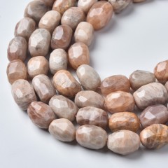Moonstone Through-drilled Faceted Freeform Nugget Beads Strands, Approx 10-14x12-20mm, 38cm/strand