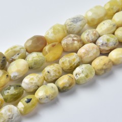 Yellow Opal Through-drilled Faceted Freeform Nugget Beads Strands, Approx 10-14x12-20mm, 38cm/strand