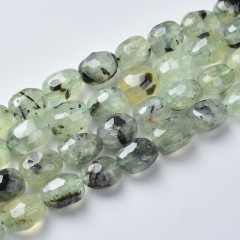 Prehnite Through-drilled Faceted Freeform Nugget Beads Strands, Approx 10-14x12-20mm, 38cm/strand