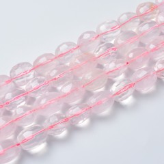 Rose Quartz Through-drilled Faceted Freeform Nugget Beads Strands, Approx 10-14x12-20mm, 38cm/strand