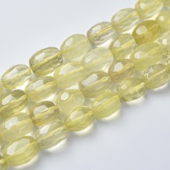 Lemon Quartz Through-drilled Faceted Freeform Nugget Beads Strands, Approx 10-14x12-20mm, 38cm/strand