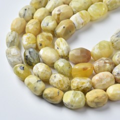 Yellow Opal Through-drilled Faceted Freeform Nugget Beads Strands, Approx 10-14x12-20mm, 38cm/strand