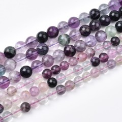 Purple Fluorite Smooth Round Beads Strands, Approx 6-12mm, 38cm/strand
