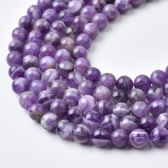 Chevron Amethyst Smooth Round Beads Strands, Approx 4-12mm, 38cm/strand