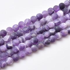 Chevron Amethyst Matte Round Beads Strands, Approx 4-12mm, 38cm/strand