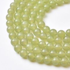 Dyed Olive Green Jade Smooth Round Beads Strands, Approx 6-10mm, 38cm/strand