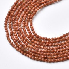 Gold Sandstone Faceted Round Beads Strands, Approx 2-3mm, 38cm/strand