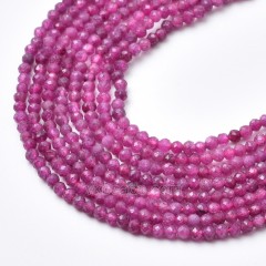 Ruby Faceted Round Beads Strands, Approx 2-3mm, 38cm/strand