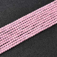 Rose Quartz Faceted Round Beads Strands, Approx 2-3mm, 38cm/strand