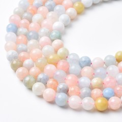 AB Grade Multicolor Morganite Smooth Round Beads Strands, Approx 6-10mm, 38cm/strand