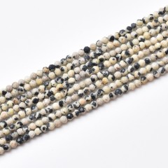 Dalmatian Jasper Faceted Round Beads Strands, Approx 2-3mm, 38cm/strand
