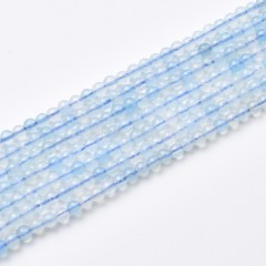 Aquamarine Smooth Round Beads Strands, Approx 2-3mm, 38cm/strand