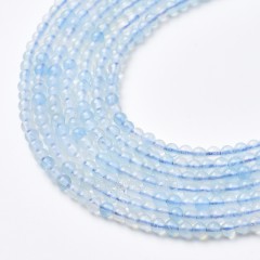 Aquamarine Smooth Round Beads Strands, Approx 2-3mm, 38cm/strand