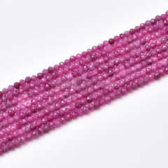 Ruby Faceted Round Beads Strands, Approx 2-3mm, 38cm/strand