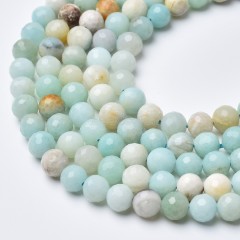 Multicolor Amazonite Faceted Round Beads Strands, Approx 4-12mm, 38cm/strand