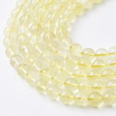 Lemon Quartz Smooth Round Beads Strands, Approx 4-10mm, 38cm/strand