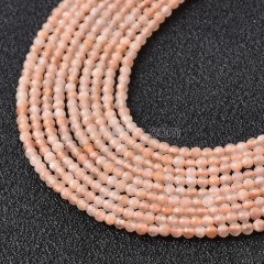 Peach Moonstone Faceted Round Beads Strands, Approx 2-3mm, 38cm/strand