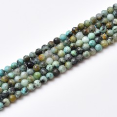 African Turquoise Smooth Round Beads Strands, Approx 2-3mm, 38cm/strand