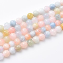 AB Grade Multicolor Morganite Smooth Round Beads Strands, Approx 6-10mm, 38cm/strand