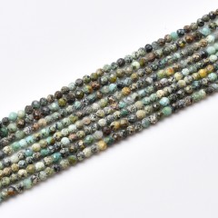 African Turrquoise Faceted Round Beads Strands, Approx 2mm, 38cm/strand
