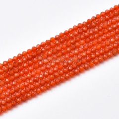 Red Agate Faceted Round Beads Strands, Approx 2-3mm, 38cm/strand