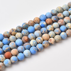 Sky Blue Imperial Jasper Matte Round Beads Strands, Approx 4-14mm, 38cm/strand
