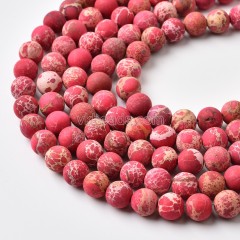 Red Imperial Jasper Matte Round Beads Strands, Approx 4-14mm, 38cm/strand