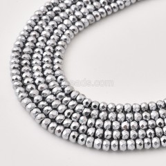 Silver Color Plated Hematite Faceted Rondelle Beads Strands, Approx 2x3-6x12mm, 38cm/strand