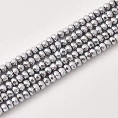 Silver Color Plated Hematite Faceted Rondelle Beads Strands, Approx 2x3-6x12mm, 38cm/strand